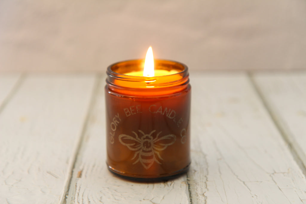 Amber Jar Candle 50/50 Beeswax & Tallow